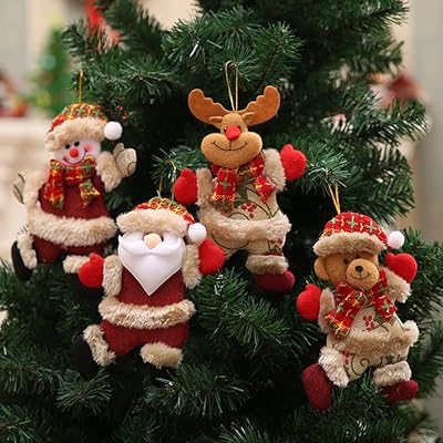Set of Christmas decorations, 4 rooms in velvet to hang for Christmas tree, festive decoration at home, Santa Claus, snowman, momentum and bear (A-4PCS).. Experience satisfaction guaranteed with DIAYTAR NIGERIA's comprehensive platform and quick delivery.