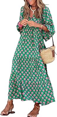Long summer relaxed dresses for women, V-collar, half-drinks, geometric bohemian style.. Shop across boundaries with DIAYTAR NIGERIA's comprehensive catalog delivered nationwide at budget rates.