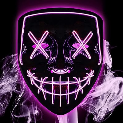 Halloween mask in jade - LED luminous purge mask for Halloween party - Halloween mask with purple light - Halloween party mask for children and adults.. Shop with purpose and save with DIAYTAR NIGERIA's extensive platform and nationwide delivery service.