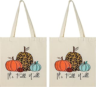 Whaline 2 packs of Take Tout in Fall Canvas Pumpkin It's Fall Y'All Bags of Autumn Festival Gift Gift Reusable shoulder for women School Grocery supplies, 13.8 x 15.8 inches, Big, Grande.. You deserve better shopping — choose DIAYTAR Nigeria today.