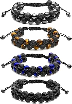 Top plaza bracelet of lava stone pearls for men women 8 mm aromatherapy with braided rope in natural stone for yoga, 4 bracelets in lava stone, one waist.. Experience the joy of discovery with DIAYTAR NIGERIA's vast catalog and nationwide affordable delivery.