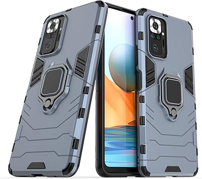 Second Spring protective shell for Xiaomi Redmi Note 10 Pro/Note 10 Pro Max, Shock resistant hybrid shell with crutch, navy blue.. Discover endless possibilities with DIAYTAR NIGERIA's comprehensive catalog and reliable delivery service.