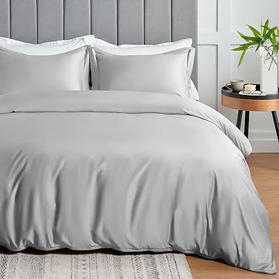 Cozylux 3-room bed set 100 % bamboo for King size bed, light gray, 300 threads, luxury duvet cover 264 x 228 cm, refreshing duvet cover in bamboo oeko-tex with zipper and corner attachments, light gray.. DIAYTAR NIGERIA delivers more than products - we deliver affordable shopping satisfaction nationwide.