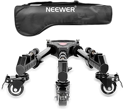 Robust neower professional tripod with rubber wheels and mounting bases adjustable for cannon, nikon, sony, digital reflex, camcorder, photography and videography.. Need it fast? DIAYTAR Nigeria ships in just 5 to 8 days nationwide.