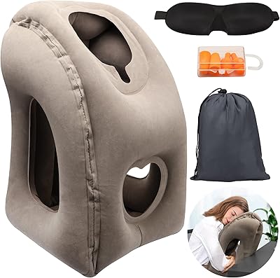 Inflatable cervical pillow for planes, planes, cars, bus, trains, nap at the office, travel accessories (gray).. DIAYTAR NIGERIA brings the nation's largest product catalog to your doorstep at prices you'll appreciate.