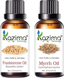 Bottle of essential oils of incense and myrrh Kazima (15 ml each) - 100 % pure natural oil.. DIAYTAR NIGERIA brings affordable shopping to your fingertips with reliable delivery in less than 8 days.