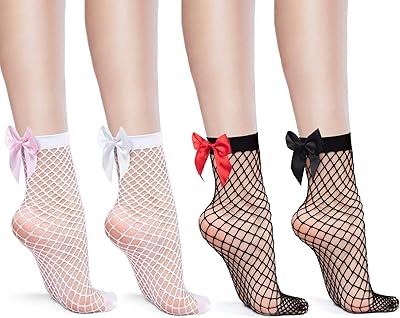Women's tin socks with knot, lace knit socks, summer nylon lace mesh (4 pairs).. Your shopping dreams realized through DIAYTAR NIGERIA's affordable platform with reliable delivery times.