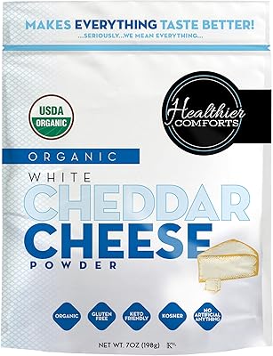 White cheddar cheese organic powder Healthy Comforts | Gluten, kosher, safe for the keto, GMO -free, antibiotic and hormone -free | Perfect for seasoning popcorn, cheese macaroni, pasta and sauces (7 oz).. Experience shopping without limits at DIAYTAR NIGERIA, where affordability meets convenience in just days.