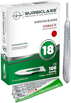 Surgical surgical blade 18 SCALPEL blades for sterile stainless steel support #4, package of 100 Surgigr18-100.. Shop with purpose at DIAYTAR NIGERIA and receive quality products at budget rates within 8 days.