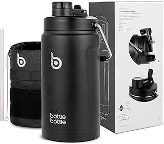 Bottle of water isolated 64 oz with straw and lid, bottle of drive water and double-use sport of half a stainless steel with handle (black).. Shop for everything you need at DIAYTAR NIGERIA, with budget-friendly prices and quick delivery.