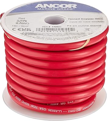 Primary wire and marine quality anchoring battery cable (red, 25 feet, 6 AWG).. DIAYTAR Nigeria: Where affordability meets speed and quality.