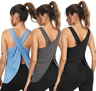 Lyhnmw High of Road Training Open Back Yoga Shirts open back tank top to tie on the back sports of sports tank tops of yoga (package of 1 to 3).. Click, pay, receive — DIAYTAR Nigeria makes online shopping seamless.