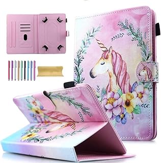 Amoti Universal case for 8-inch tablet, Wallet case with maps for ipad mini 1 2 3 4 5/Galaxy Tab A 8.0/TAB A8.0/FIRE HD 8/RCA ​​and more 7-8.5 inches, pink unicorne.. Affordable online shopping is just a click away with DIAYTAR Nigeria.