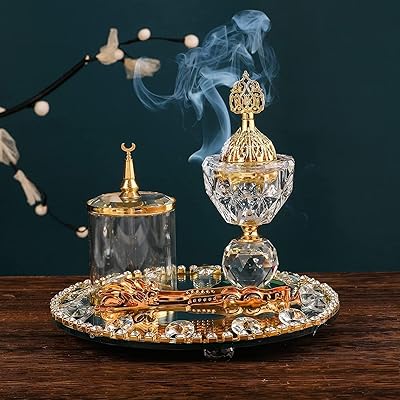 Set of golden charcoal incense burners of gold with round incense tray.. Order today, receive in days — DIAYTAR Nigeria makes it possible.