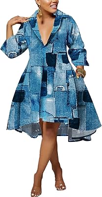 African printed dresses for women dashiki casual shirts v V-cul in a loose dress mid-length with pockets.. DIAYTAR NIGERIA: Where quality meets accessibility with affordable prices and prompt shipping.