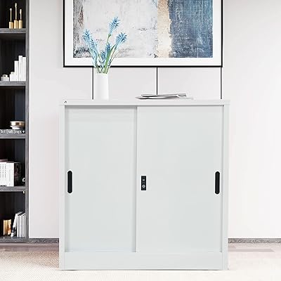 Rigid steel sliding door cabinet, low height steel breech, cabinet with storage shelves (white).. Shop confidently with DIAYTAR NIGERIA's vast product range and budget-friendly nationwide shipping.