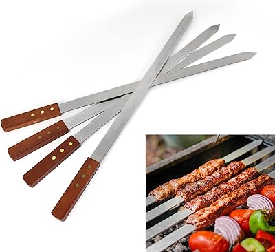 Kebab skewers Warsshark in stainless steel, large Turkish barbecue skewers, reusable and robust barbecue skewers, perfect for skewers, skewers and shish, 24 mm width.. Transform your shopping experience with DIAYTAR NIGERIA's vast product selection delivered at unbeatable prices.