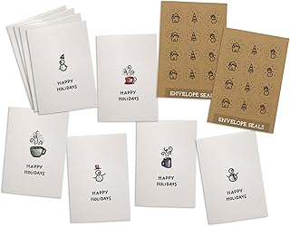 Happy Holiday Card - 24 pretty hot chocolate Christmas cards and snowman with kraft envelopes and stickers.. From big brands to everyday basics — DIAYTAR Nigeria has you covered.