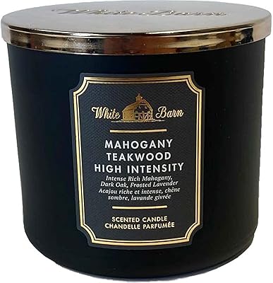 White Barn Candle Company Bath & Body Worksbougie Scented with 3 wicks with essential oils - 14.5 Oz - Mahogany Teak (High density - Black).. DIAYTAR NIGERIA: Bringing quality products to every Nigerian home at prices everyone can afford.