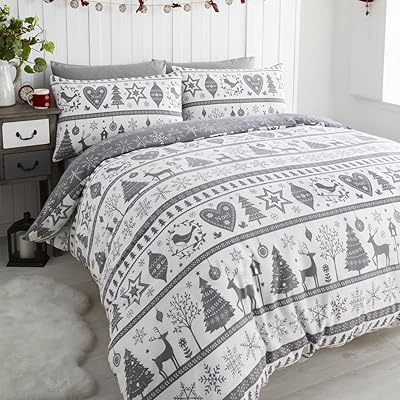 Christmas duvet cover, set of 2 pillowcases motif Christmas trees, gray, King size.. Experience budget-friendly shopping at DIAYTAR NIGERIA, Nigeria's premier online marketplace with quick delivery.