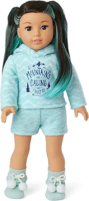American Girl Pajamas for girls of the year 2022 in powder blue color for 14.5 -inch dolls with a light blue fleece hooded and fleece shorts and shorts in fleece.. Order today, receive in days — DIAYTAR Nigeria makes it possible.
