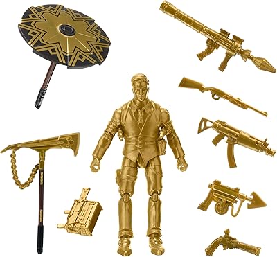 Pack of Fortnite Hot Drop figurines, including a 4 -inch golden mids figurine, a harvesting tool, a umbrella, a shiny backpack and weapons.. Experience the convenience of online shopping with DIAYTAR NIGERIA's reliable 5-8 day delivery service.