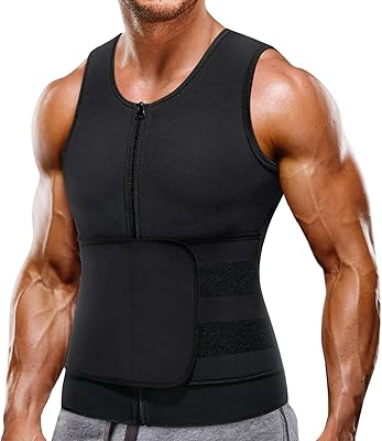 Neoprene sauna costume for men, waist training vest, zipper, sleeveless, training underwear, sweating belt to thin the belly fat.. DIAYTAR NIGERIA: Making online retail accessible to all with affordable nationwide shipping.
