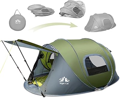Improved Night Cat improved retractable tent for 2 to 4 people, easy installation in 3 seconds, instant camping tent with porch, waterproof and automatic foldable beach, 40 % smaller.. DIAYTAR NIGERIA makes online shopping accessible to all with budget-friendly prices and reliable delivery.