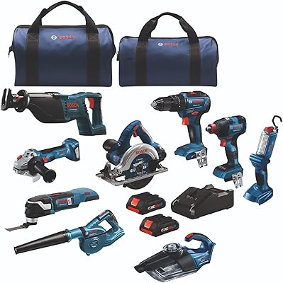 Bosch GXL18V-901B25 18 V dynamometric screwdriver game, 9 tools, tips/2 in 1 sockets, piercing hammer, recipe saw, circus saw, oscillating tool, corner grinding grinder, vacuum cleaner, work lamp, (2) 18 V 4.0 Ah basic batteries.. DIAYTAR NIGERIA: Where value shopping meets reliable 5-8 day delivery across the nation.