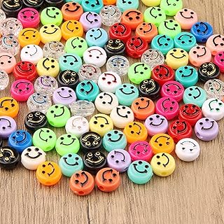 Smiley acrylic pearls, colorful round for the manufacture of jewelry, bracelets, earrings, necklaces, craft supplies and hair accessories (10 mm, 200 pieces).. DIAYTAR NIGERIA: Connecting Nigerians with affordable products through our expansive e-commerce platform.