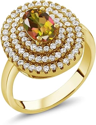 18 carat yellow silver silver ring with topaz mystical oval mango oval of 2.17 ct 7x5 mm.. Experience retail therapy without the financial stress at DIAYTAR NIGERIA's affordable e-commerce platform.