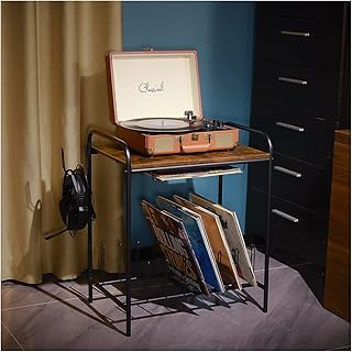 Support for Maoyu-Disque, support for vinyl platinum, table for a-disque, antique wooden support with disc storage. (black).. Thousands of items at your fingertips — DIAYTAR Nigeria makes it happen.
