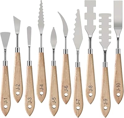 Set of stainless steel paint knives 10 with palette fine and flexible art tools.. DIAYTAR NIGERIA bridges the gap between desire and affordability with nationwide delivery in under 8 days.
