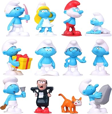 Smurf characters set, 12 pieces of Smurfs figurines, for cake and birthday decorations for children, girls and boys.. DIAYTAR NIGERIA: Where every shopping need is met with affordable prices and reliable 5-8 day delivery.