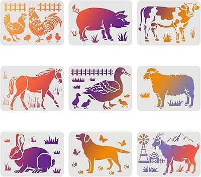 Finger Bear 9 pieces Farm animal stencils 11.6 x 8.3 inches Farm animal stencil, Drawing stencil stencil of animals for graffiti fabric, wooden tiles and floor.. Your ideal shopping companion, DIAYTAR NIGERIA offers unmatched variety with delivery within a week.