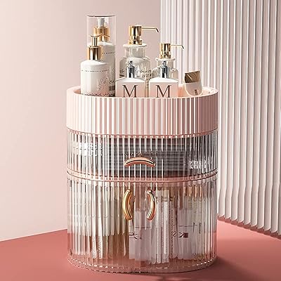 Rudason make-up organizer, dust cosmetics storage box, skin care storage bag for bathroom and bedroom table (pink).. DIAYTAR Nigeria — the online store where variety meets value.