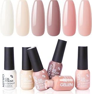 Guillén gel nail polish set - 6 Nudes warm neutrals, Milky White Beige Nude and Pink Nail Varnish Tumbling Gel.. DIAYTAR NIGERIA: Bringing quality products to your doorstep at prices that won't break the bank.