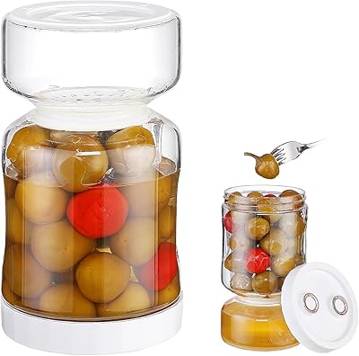 Liar glass pickle pot of 50 oz, Kimchi hermetic kimchi for pickles, olives, hourglass with hides for pickles and juices, glass pickup pot with folding colander.. DIAYTAR NIGERIA: Where smart shoppers find everything they need at prices they can afford.