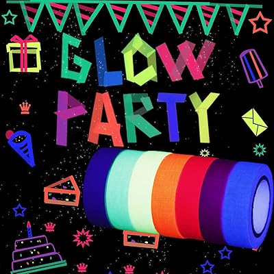 7 rolls of neon ribbon in colorful fluorescent fabric for black UV festive decoration.. Nigeria shops with DIAYTAR — wide selection, fast shipping, and great value.
