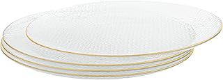 Fico glass charger, 13 inch, plate charger in transparent hammered glass with gold edge, set of 4 chargers, elegant frame.. Transform your online shopping experience with DIAYTAR NIGERIA's affordable and diverse marketplace.