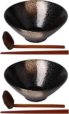 Set of Japanese Ramen Ramen Bols in Canon Ceramic, Soup Bols - 1.05 liter capacity, with Assorted Suba Fu Udon Suba Fu Udon, Lot of 2, Black.. DIAYTAR Nigeria: Where affordability meets speed and quality.