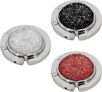 Foldable handbag hook, shiny rhinestone handbag hanger (3 -room black, white, red).. Your everyday shopping destination, DIAYTAR NIGERIA offers quality and value delivered within days.