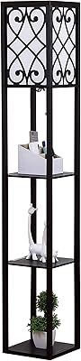 Janed Shelf lamp, LED lampposts with shelves, high and narrow modern lamp for wooden table (classic black style).. DIAYTAR NIGERIA: Your trusted marketplace that combines variety, affordability and reliable shipping.