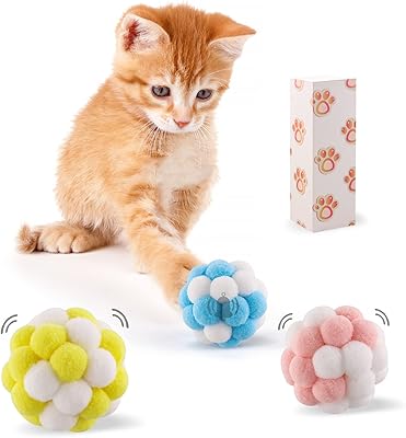 Cat balls with bell, pack of 3 colorful flexible colored balls with integrated bell, chewing toys, interactive cat toys to play indoors for kittens.. Discover the joy of choice with DIAYTAR NIGERIA's extensive selection and budget-friendly shipping.