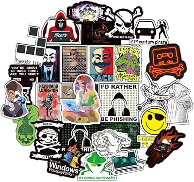 Set of Honch Hacker stickers 50 pieces of cybersecurity in vinyl for bottles.. No stress, just speed — DIAYTAR Nigeria ships in days.