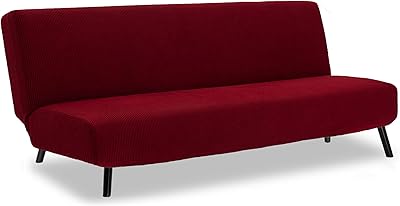 Sofa Sofa Sofa Extensible in polyester and elastane without IM armrests, 3 places (dark wine).. Experience the ultimate in shopping convenience with DIAYTAR NIGERIA's vast catalog and 5-8 day delivery.