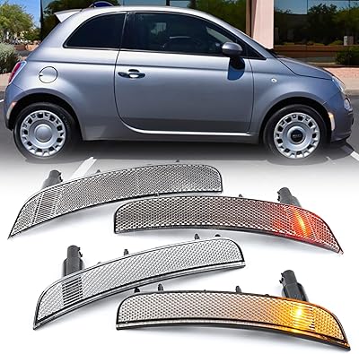 4 pieces lateral positions with transparent European lens for Fiat 500 Pub Lounge 2012-2017, Red positions front and rear of replacement lateral positions of OEM bumper.. You deserve better shopping — choose DIAYTAR Nigeria today.