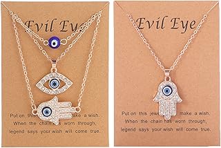 Women's 2 -piece weight necklace, Hamsa Hamsa pendant to protect the hand of luck and blue eyes, adjustable blue eyes charms, jewelry gift box.. DIAYTAR NIGERIA: Connecting Nigerians with affordable products through our expansive e-commerce platform.