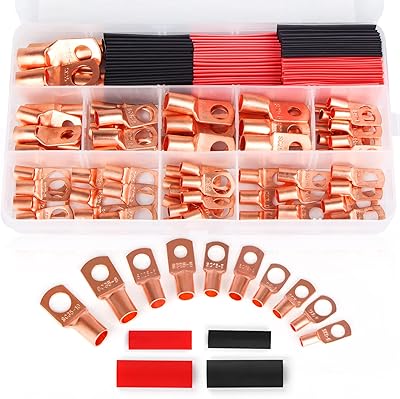 130 Copper wire pods, terminal connectors, used on the AWG12 10 8 6 4 cables, thermorettable set, naked copper eyelets, ring terminal connectors, 64 ends of battery cable puller and 66 thermoretractable tubes.. Discover a world of affordable shopping with DIAYTAR NIGERIA's vast marketplace delivered to you in days.