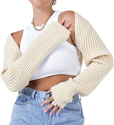Short shoulder sweater drooping for women with long sleeves open on the front and short knitted bolero jacket adapted to streetwear.. Experience the convenience of boundless shopping with DIAYTAR NIGERIA's affordable platform and quick shipping.